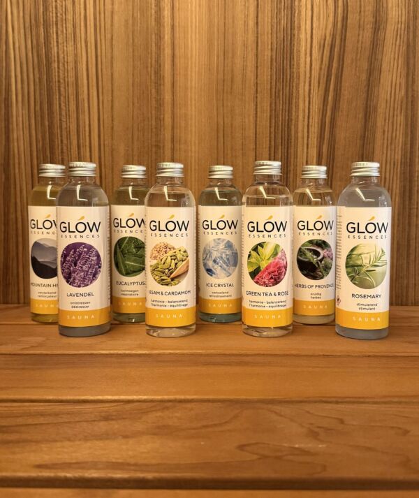 Saunageuren en aroma's voor sauna — assortiment bij GLOW Kortrijk