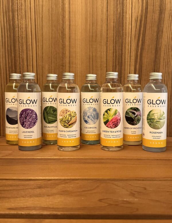Saunageuren en aroma's voor sauna — assortiment bij GLOW Kortrijk