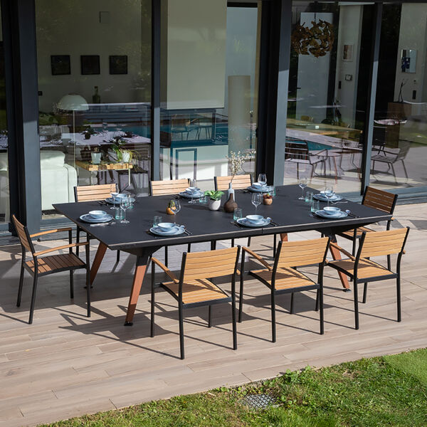 Cornilleau pingtable play style outdoor black dark stone in situ 109