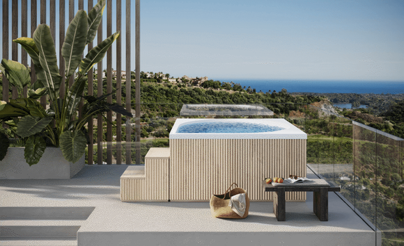 Drop Design Pool outdoor jacuzzi Drop X white stairs 1081x660px